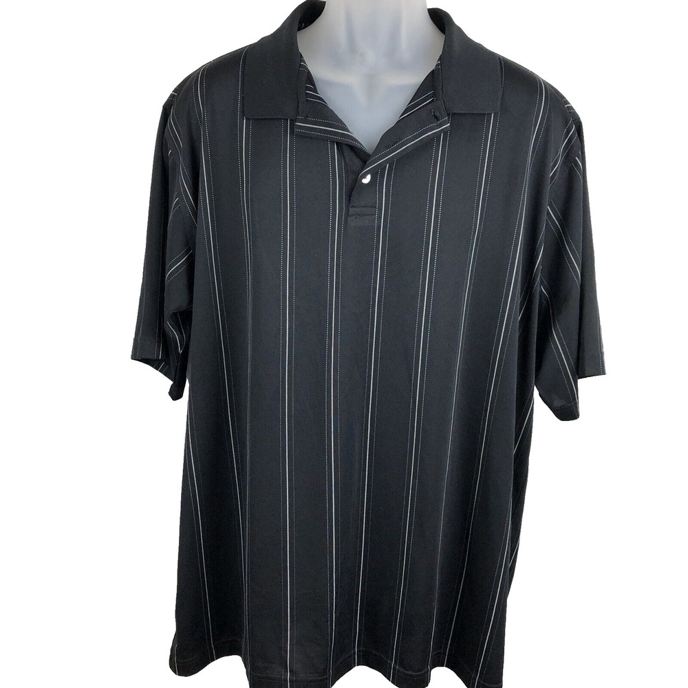 Bolle Polo Shirt Mens 2XL‎ Black Rugby Striped Stretch Golf Active wear dadcore
